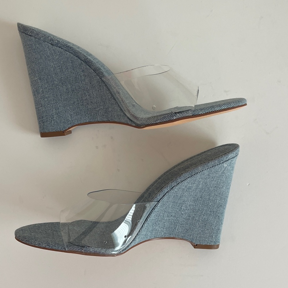 Fashion Nova Denim Wedge Sandals
